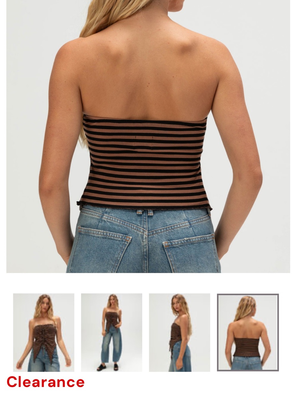 Urban outfitters Stripe black/brown  tube top with ruching Alternative Grunge - Picture 2 of 5